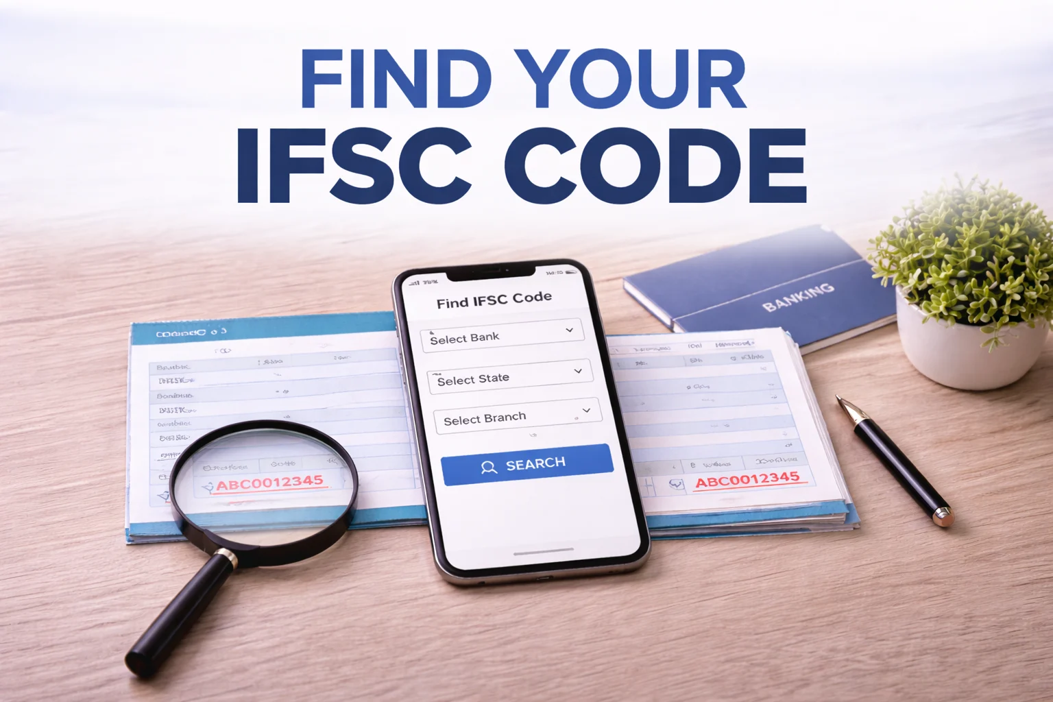 Find IFSC code online using bank, state and branch